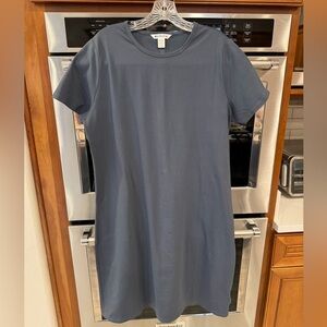ATHLETA Essential Tee Dress •  Large Tall • Granite Blue Cotton Blend • NWOT